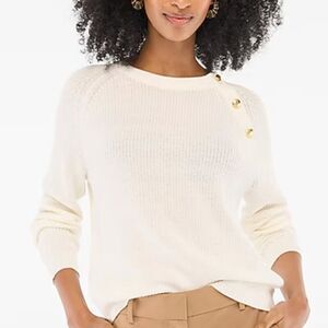 J. Crew Factory CF318 ivory utton raglan crewneck sweater size xs NWT
